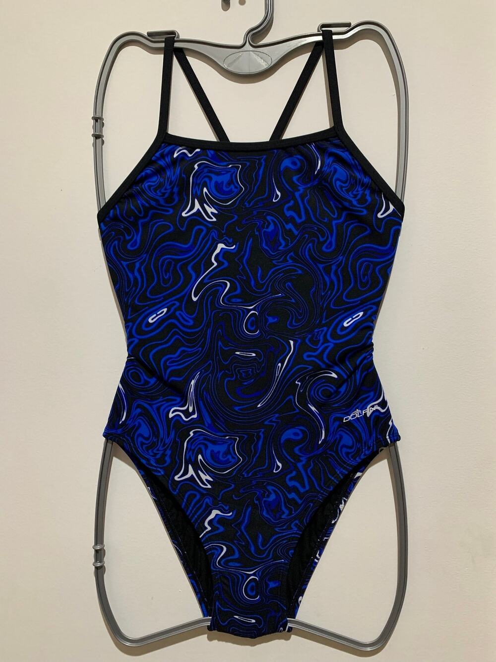 Dolfin Reliance Forcefield Blue V-Back One Piece Swimsuit Size 32 NWOT